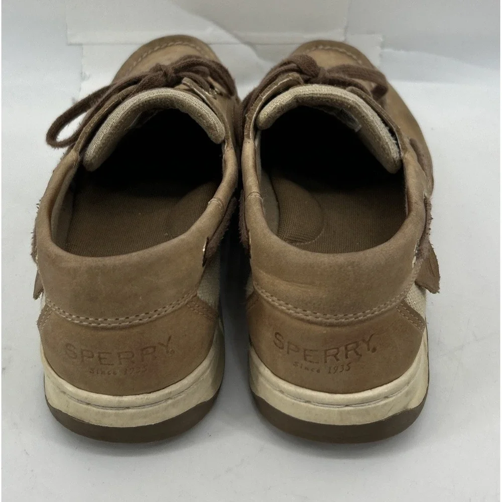 Sperry Top Sider Bluefish Sparkle 2 Eye Boat Shoes Tan Leather Women's Size 2.5